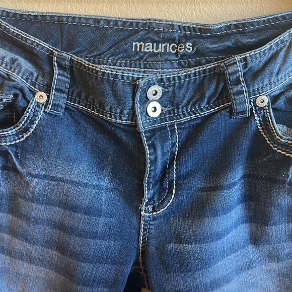 Maurices Jeans Size 13/14 Long Medium To Dark Blue Wash Fading Double Button - Picture 2 of 13